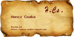 Hencz Csaba névjegykártya